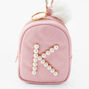 Initial Pearl Mini Backpack Keyring - Blush Pink, K,