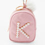 Initial Pearl Mini Backpack Keychain - Blush Pink, K,
