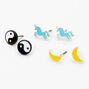 Glow In The Dark Motif Stud Earrings - 3 Pack,
