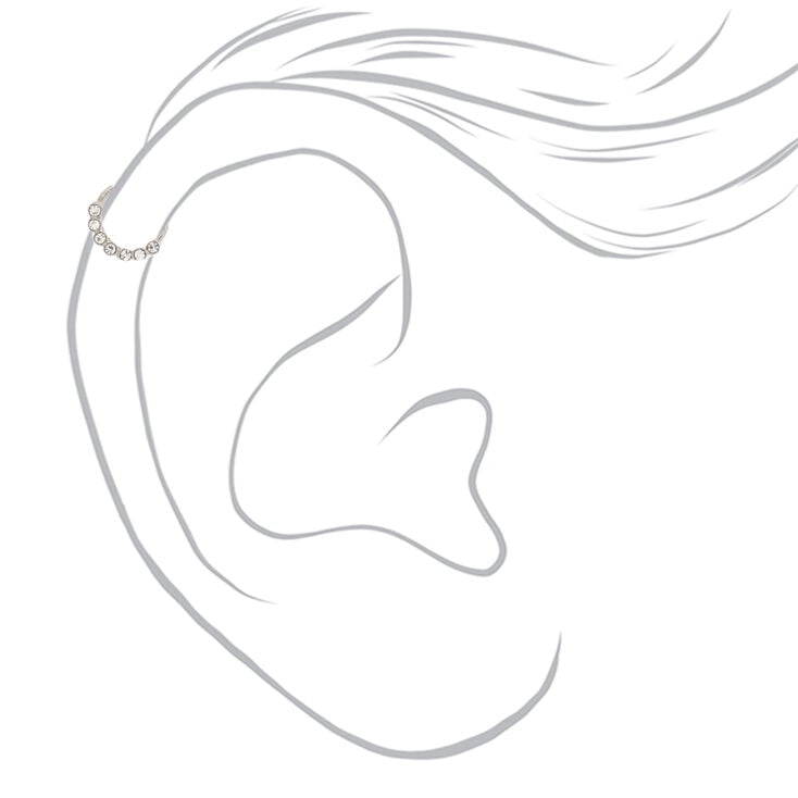 Silver Crystal Pearl Faux Cartilage Earrings - 3 Pack,