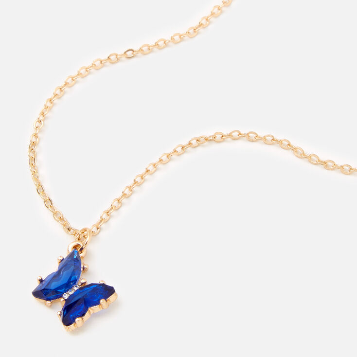 Butterfly Birthstone 16&quot; Gold Pendant Necklace - December,