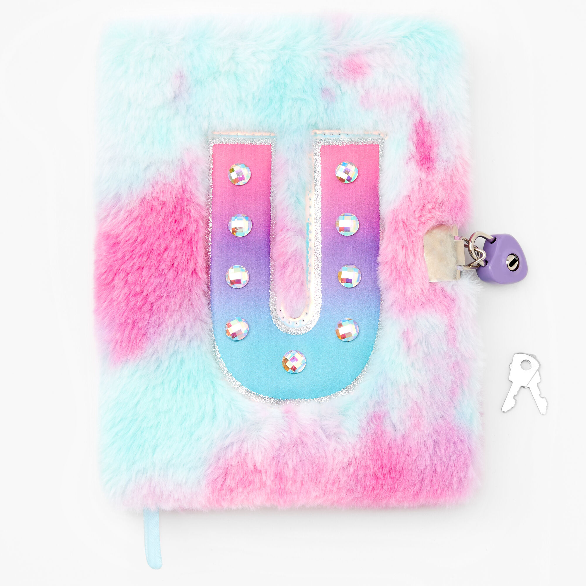 Claire's Journal intime à cadenas pelucheux à initiale - U
