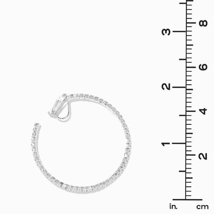 Silver-tone 40mm Crystal Hoop Clip-on Earrings,