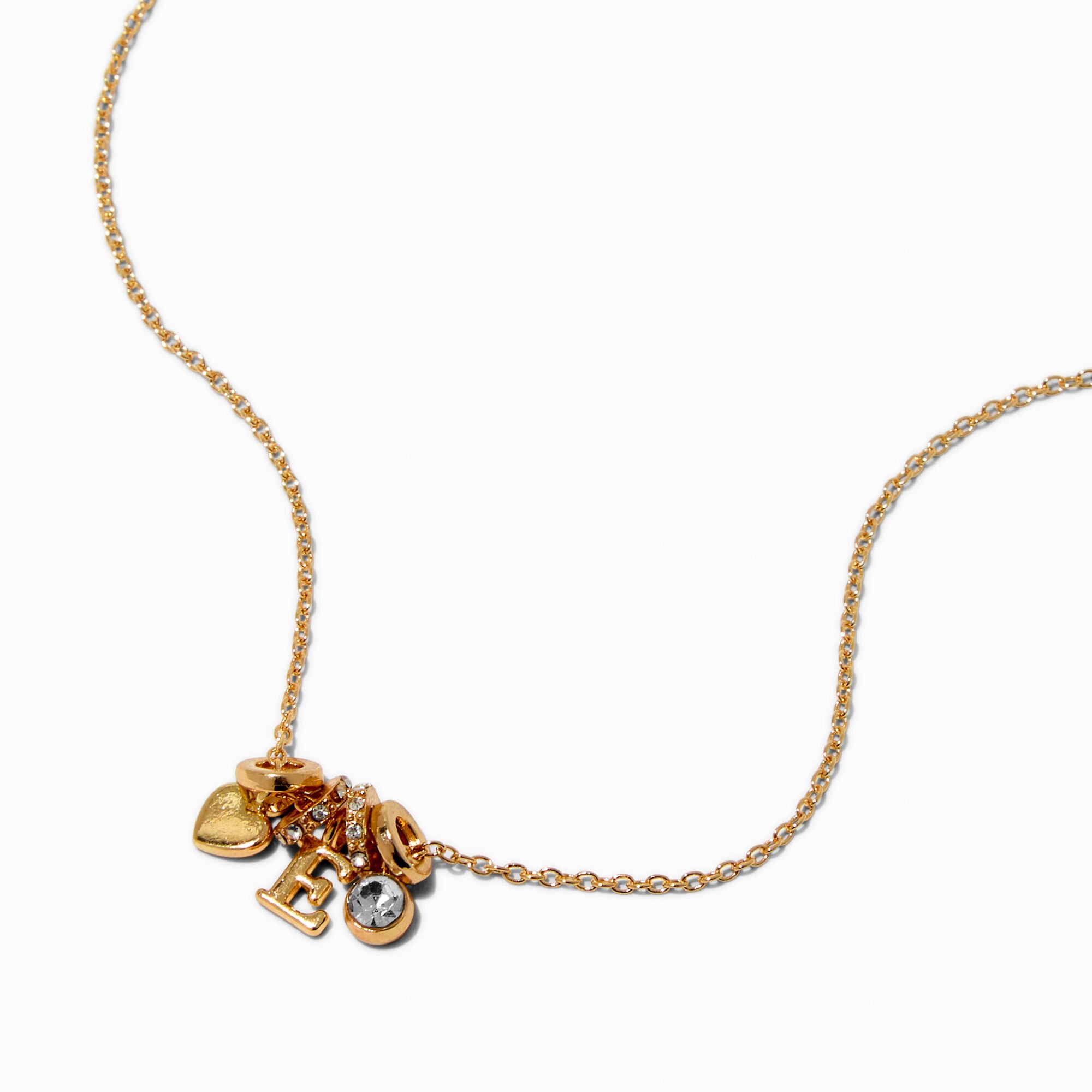 Gold-tone Initial Charm Pendant Necklace - E,