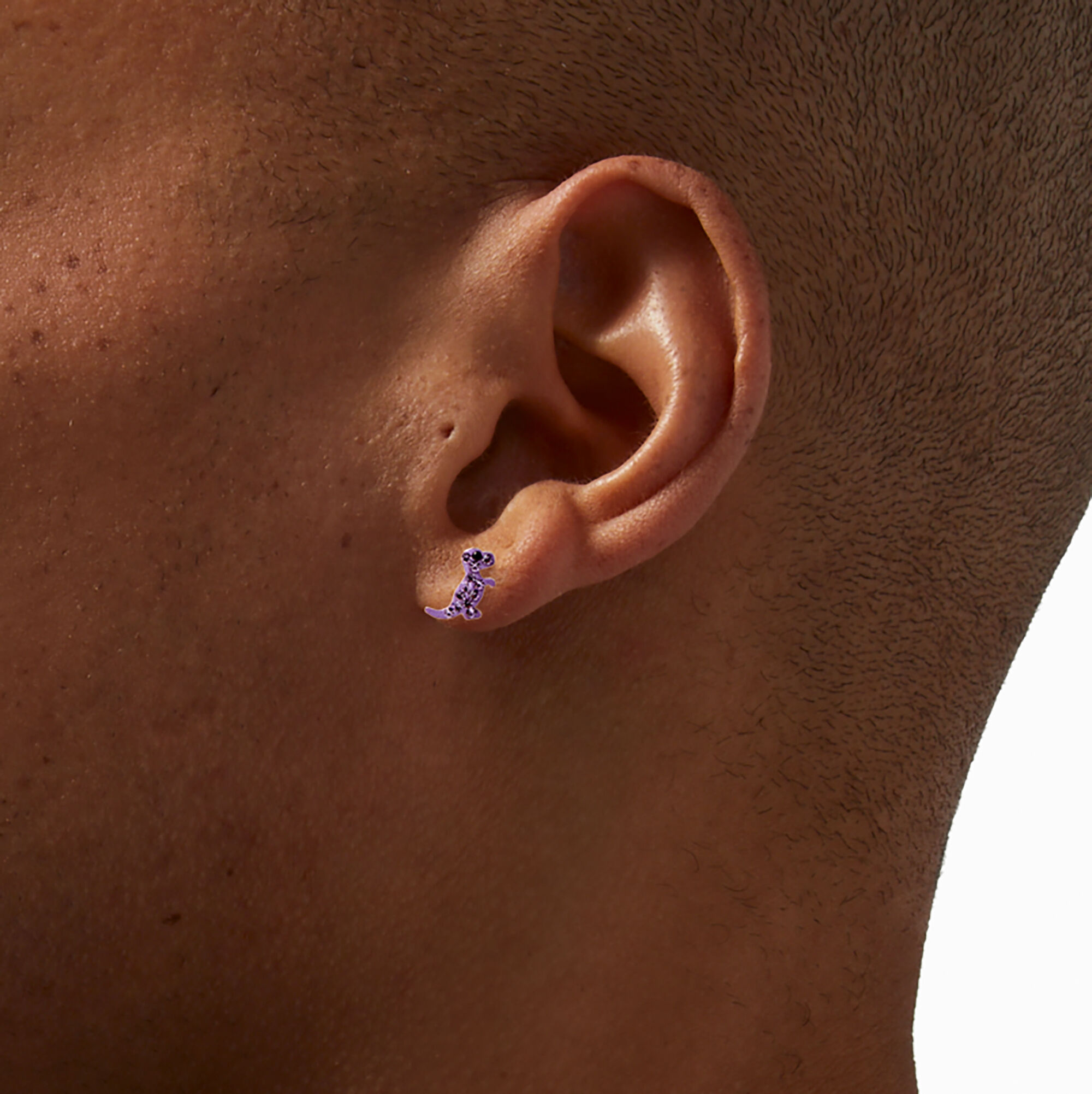Sterling Silver Purple Dinosaur Stud Earrings,