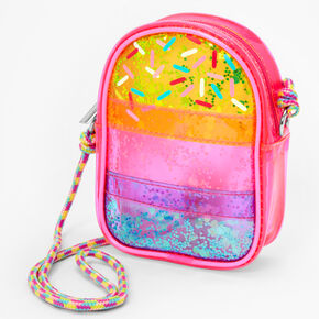 Claire&#39;s Club Rainbow Popsicle Transparent Shaker Crossbody Bag,