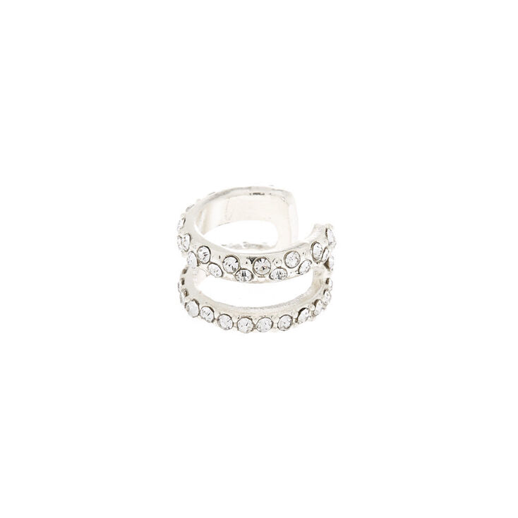 Claire's Manchette d'oreille à double rangée strass et couleur argenté