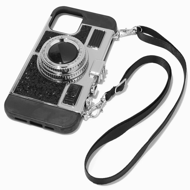 Black Glitter Camera Phone Case - Fits iPhone&reg; 12 Pro,