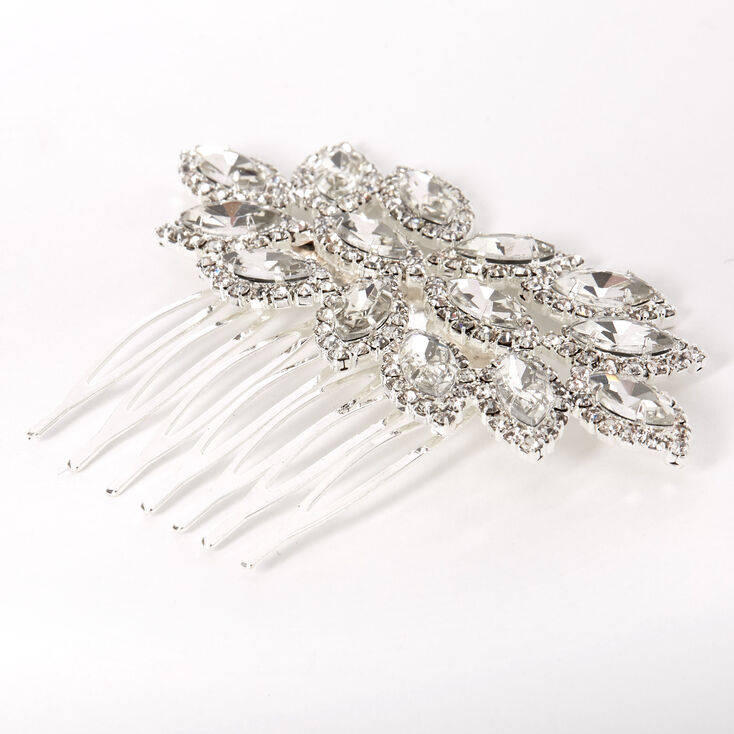 Claire's Peigne à cheveux halo avec feuille en strass couleur argentée