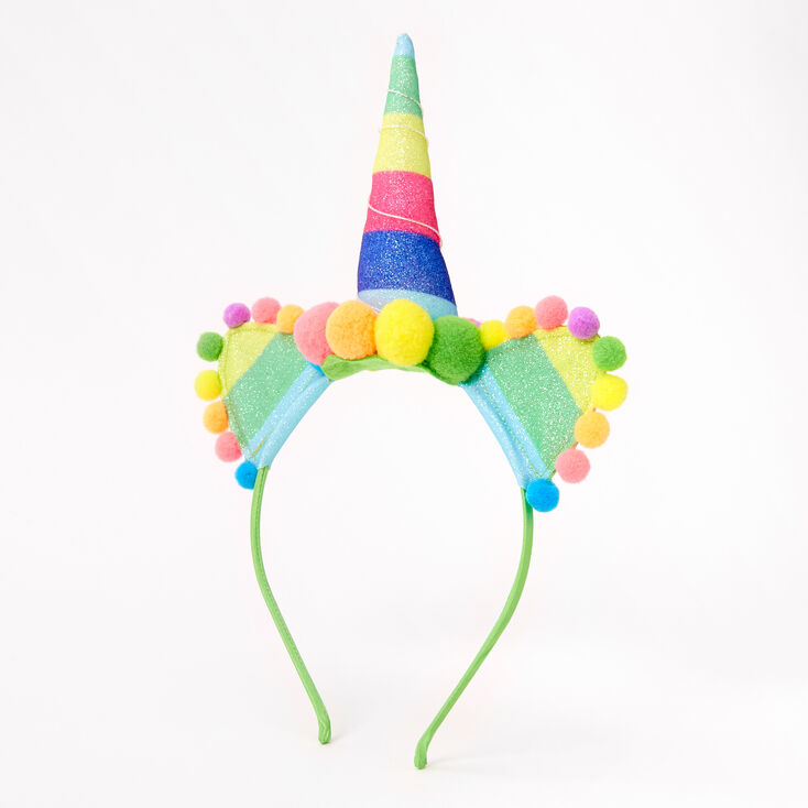 Claire's Serre-tête pompons licorne arc-en-ciel