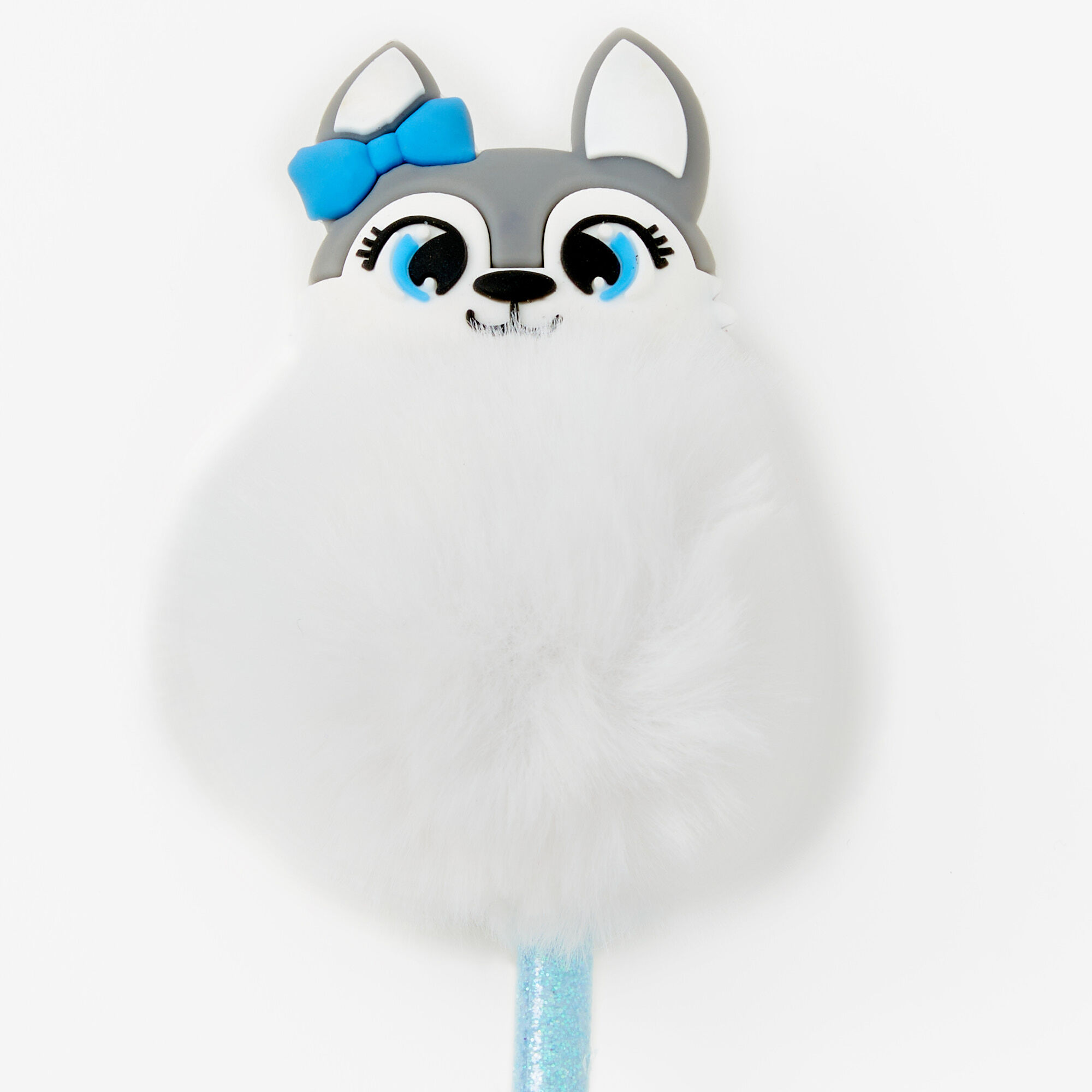 White Pom Pom Husky Pen - Blue,