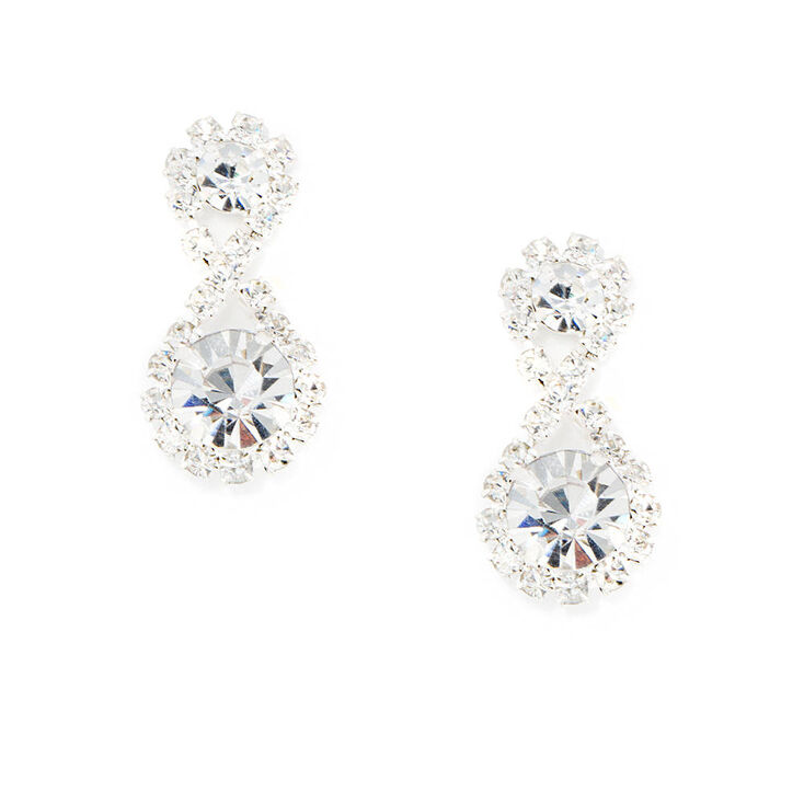 Looped Crystal Clip On Drop Earrings Claire S Us Looped Crystal Clip On Drop Earrings