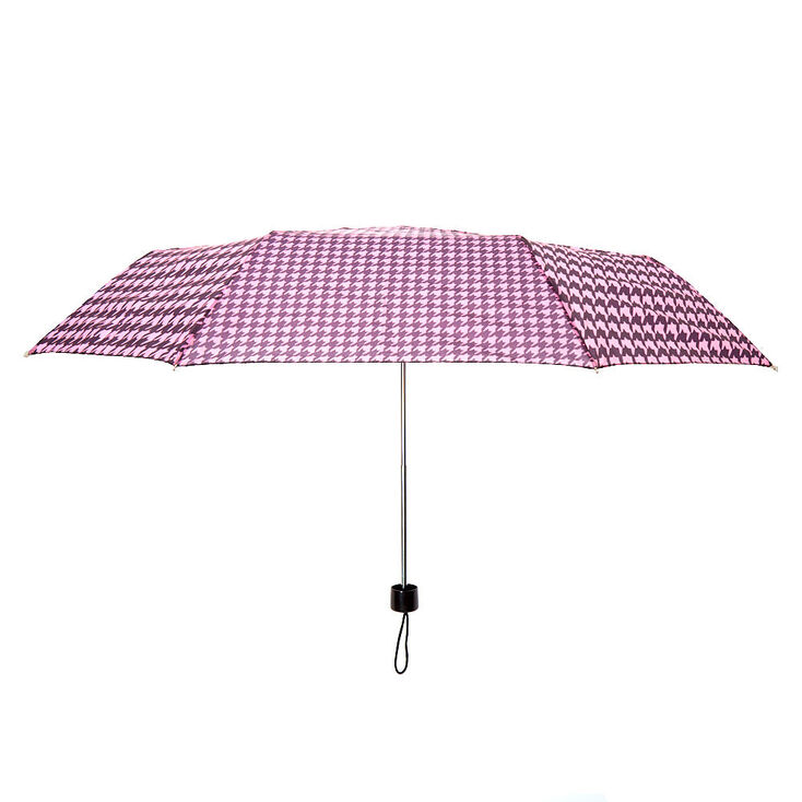 Parapluie pied-de-poule rose et noir,
