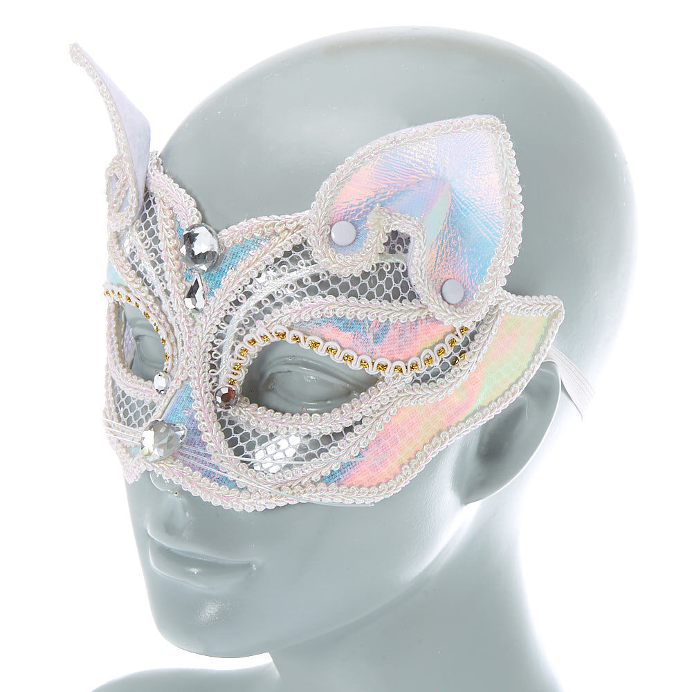 Masque de chat holographique blanc,