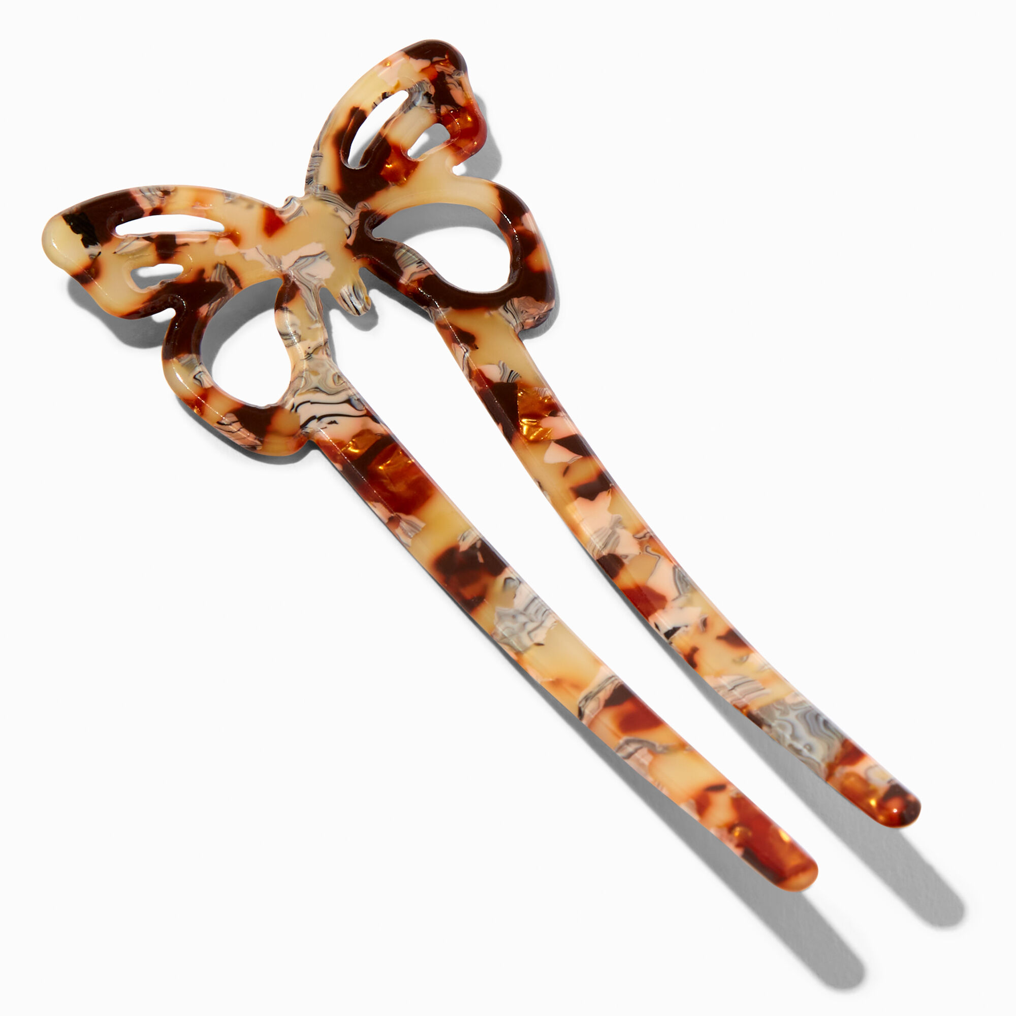 View Claires Tortoiseshell Butterfly Acrylic Hair Pin Brown information