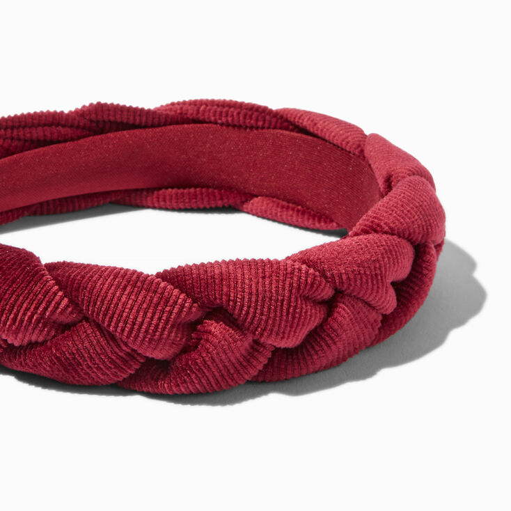 Serre-t&ecirc;te tress&eacute; rouge bordeaux,