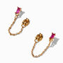 C LUXE by Claire&#39;s 18k Yellow Gold Plated Fuchsia Cubic Zirconia Baguette Front &amp; Back Stud Earrings,
