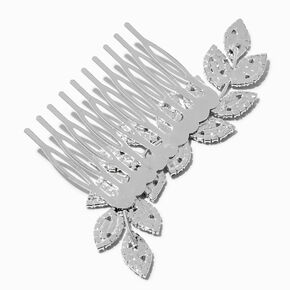 Silver-tone Pave Rhinestone Leaf Hair Comb,