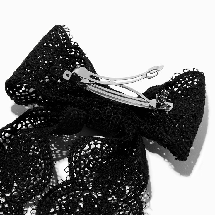 Black Crochet Large Hair Bow Clip,