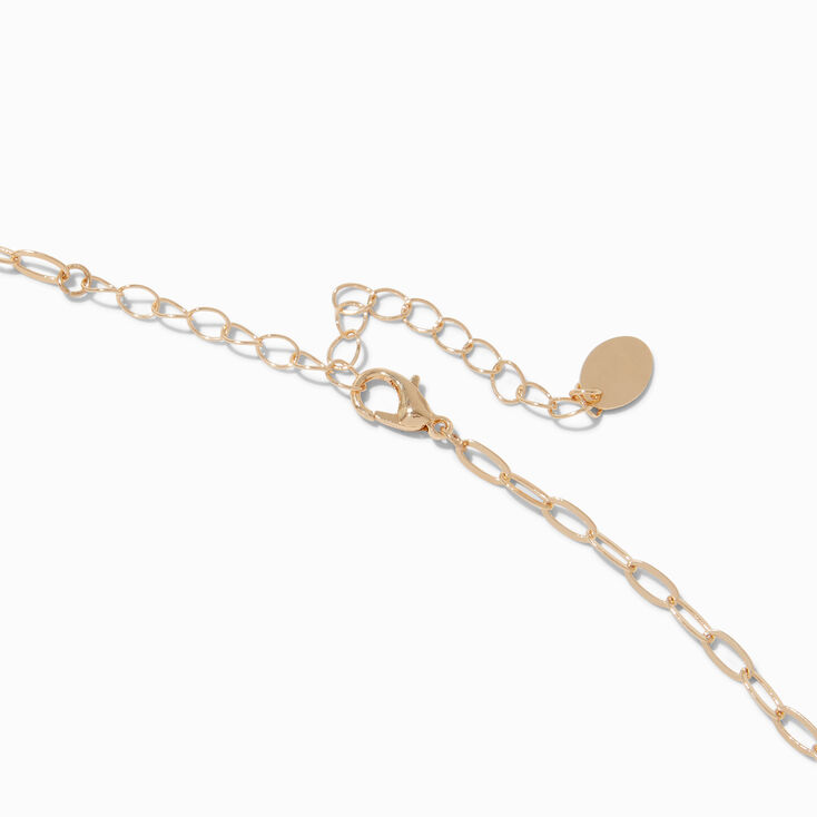 Gold-tone Paperclip Faux Pearl Heart Y-Neck Necklace,