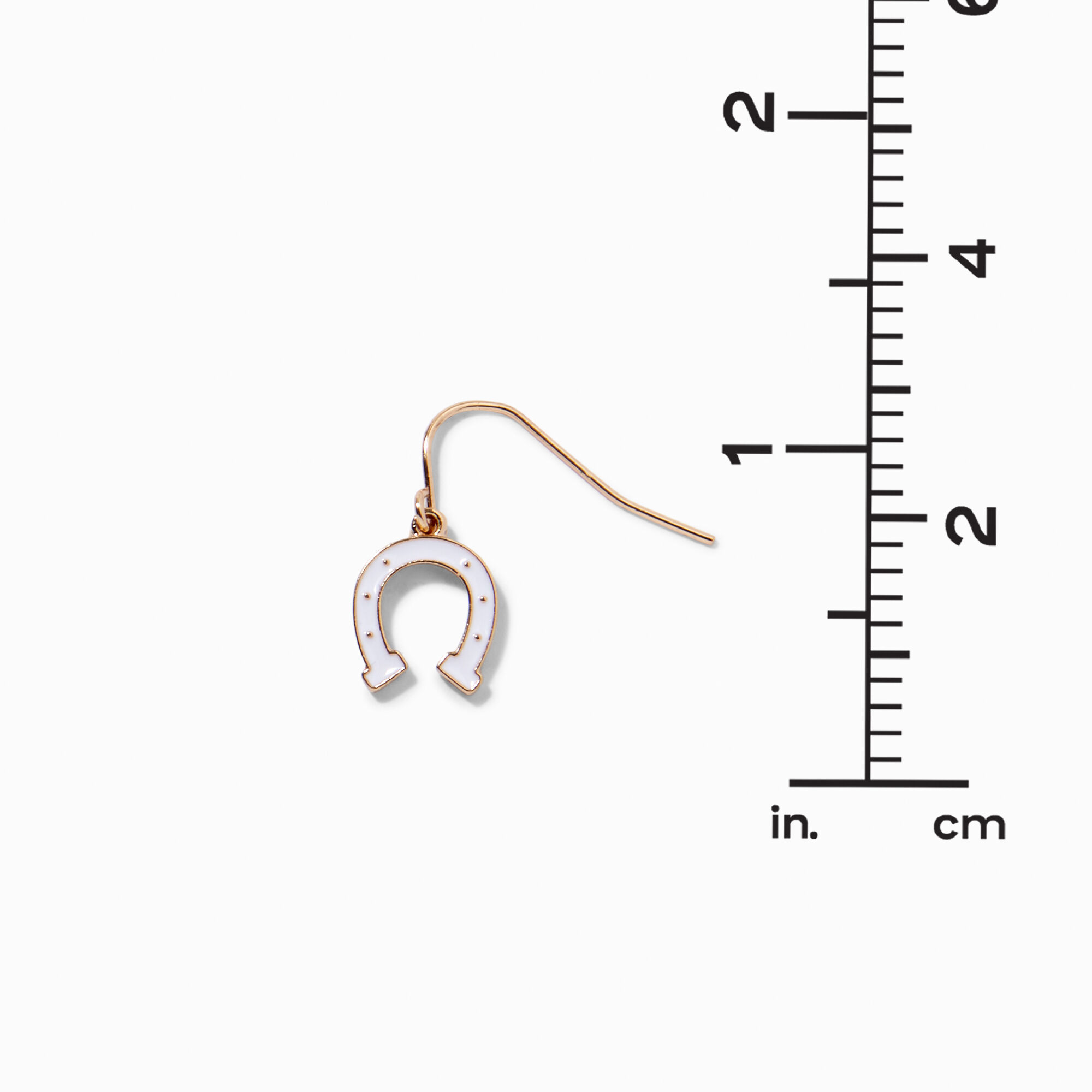 White 0.5" Horseshoe Drop Earrings,
