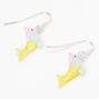 Silver 1&quot; Pastel Dolphin Drop Earrings,