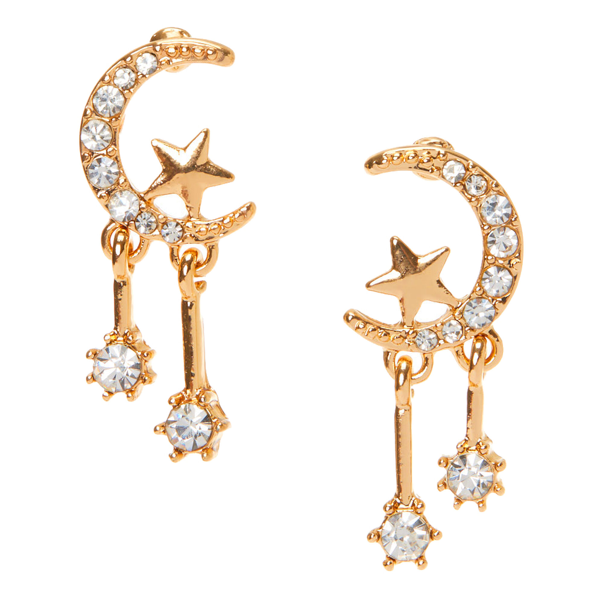View Claires Tone 1 Celestial Drop Earrings Gold information
