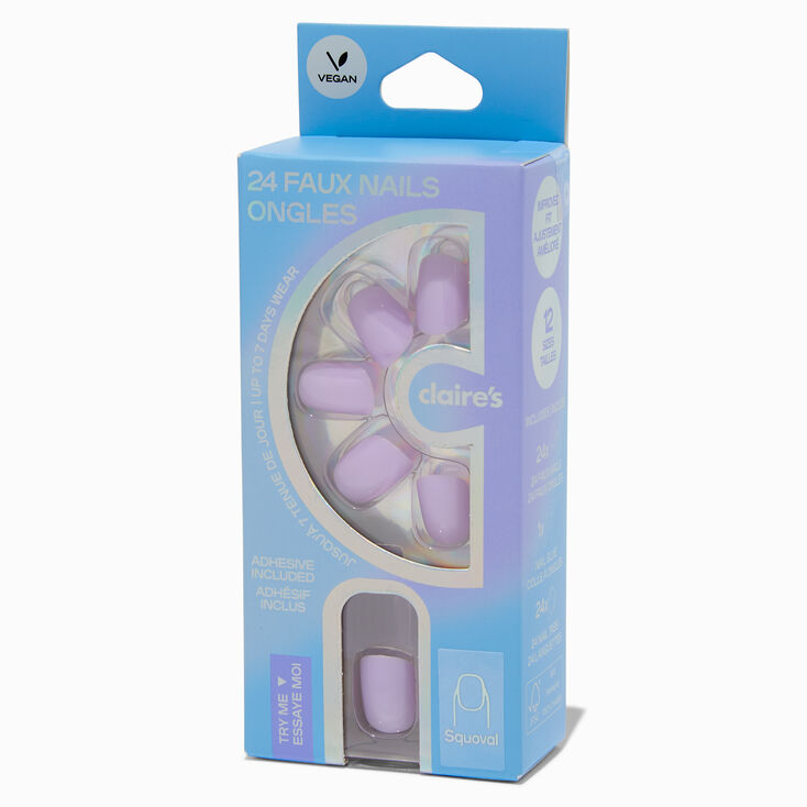 Glossy Light Purple Squoval Vegan Faux Nail Set - 24 Pack,