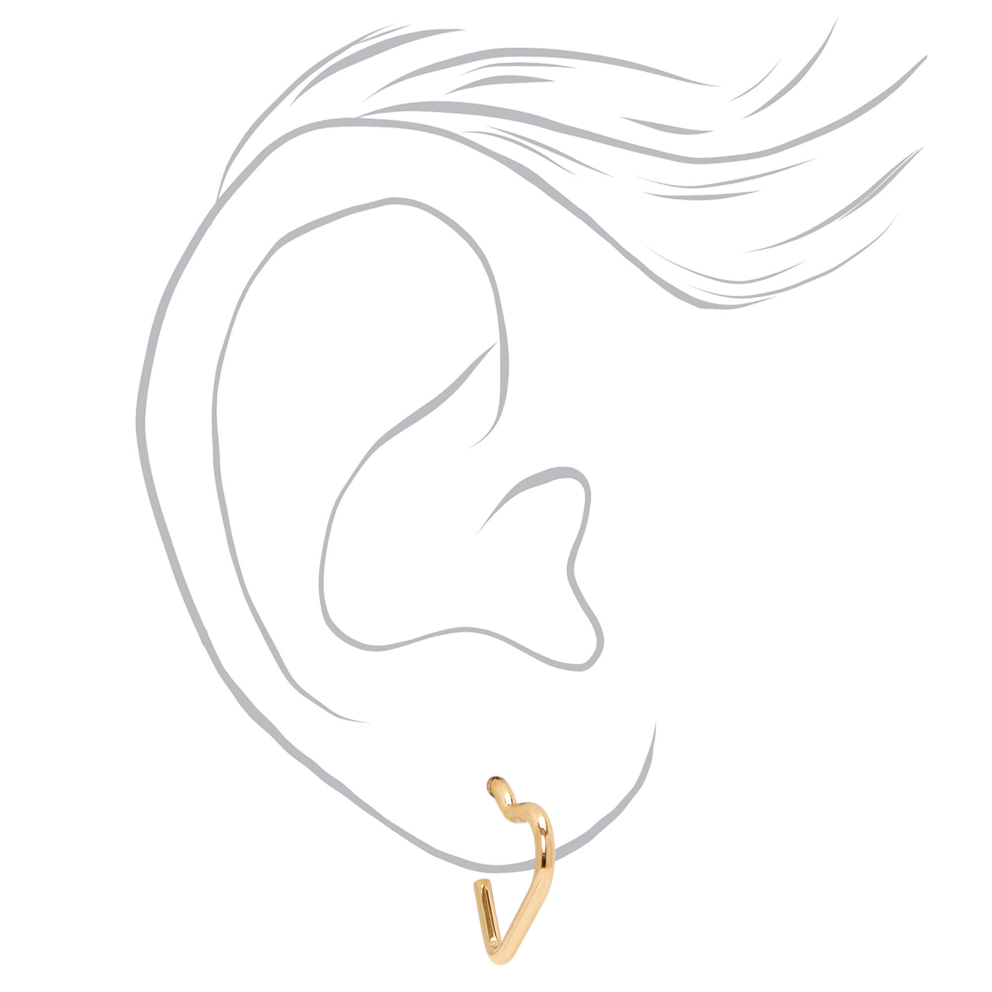Gold Heart Hoop, Stud, & Cuff Earrings - 6 Pack,