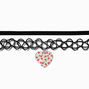 Black Cord &amp; Tattoo Heart Choker Necklaces - 2 Pack,