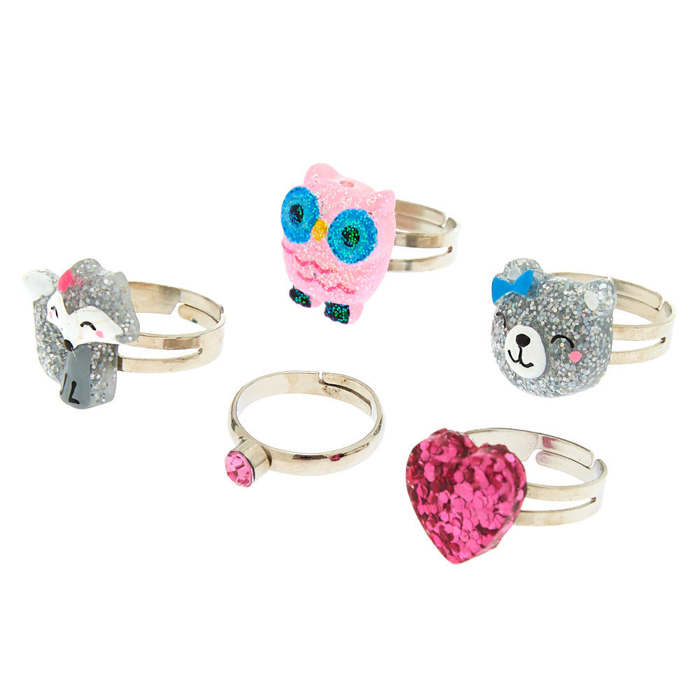 Claire's Club Critter Rings - 5 Pack,