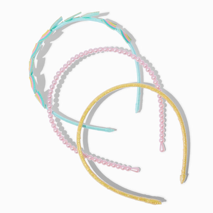Claire&#39;s Club Rainbow Circle Glitter Headbands - 3 Pack,