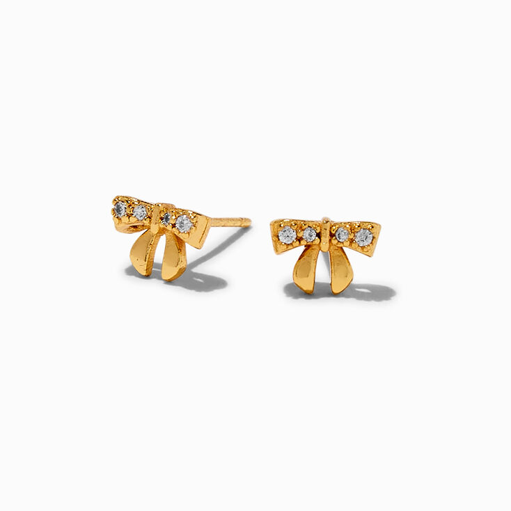 C LUXE by Claire&#39;s 18k Yellow Gold Plated Cubic Zirconia Bow Stud Earrings,