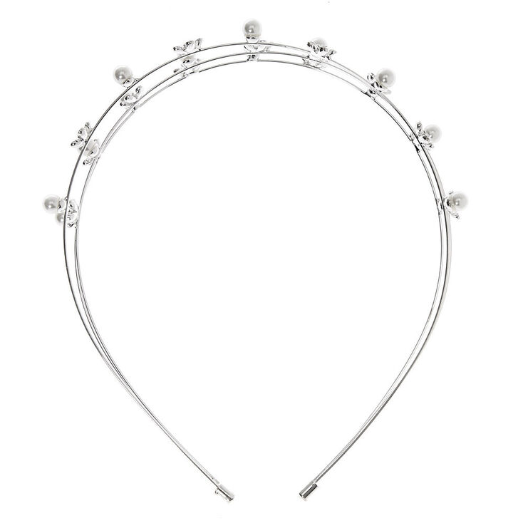Silver Embellished Flower Headband,
