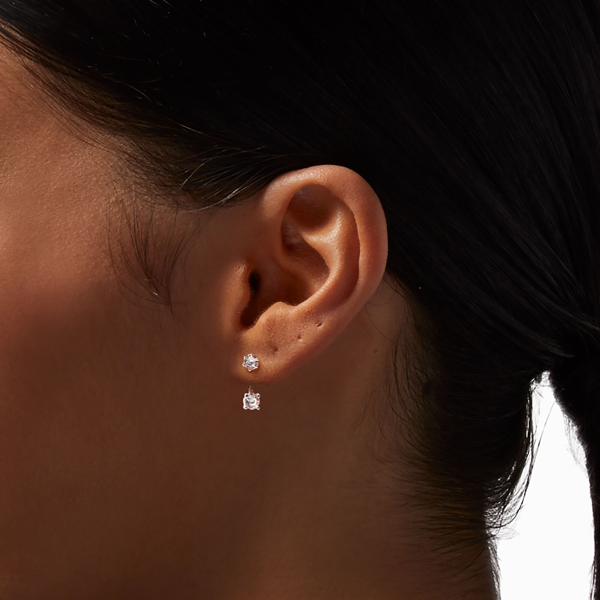 Silver Round Cubic Zirconia Front Back Drop Earrings Claire s US