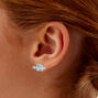 Blue Heart Dinosaur Silver Stud Earrings,