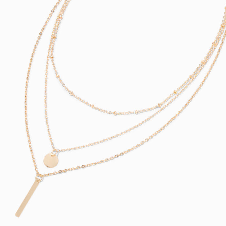 Gold Stick Multi-Strand Chain Necklace,