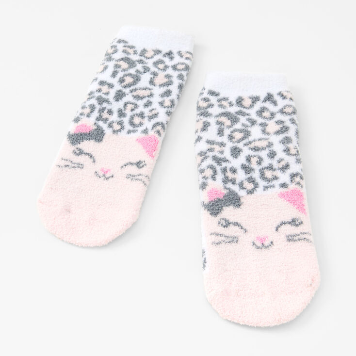 Claire&#39;s Club Pink Cozy Kitty Crew Socks,