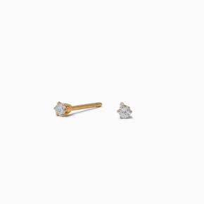 C LUXE by Claire&#39;s 18kt Gold Plated Cubic Zirconia 2mm Round Cupcake Stud Earrings,