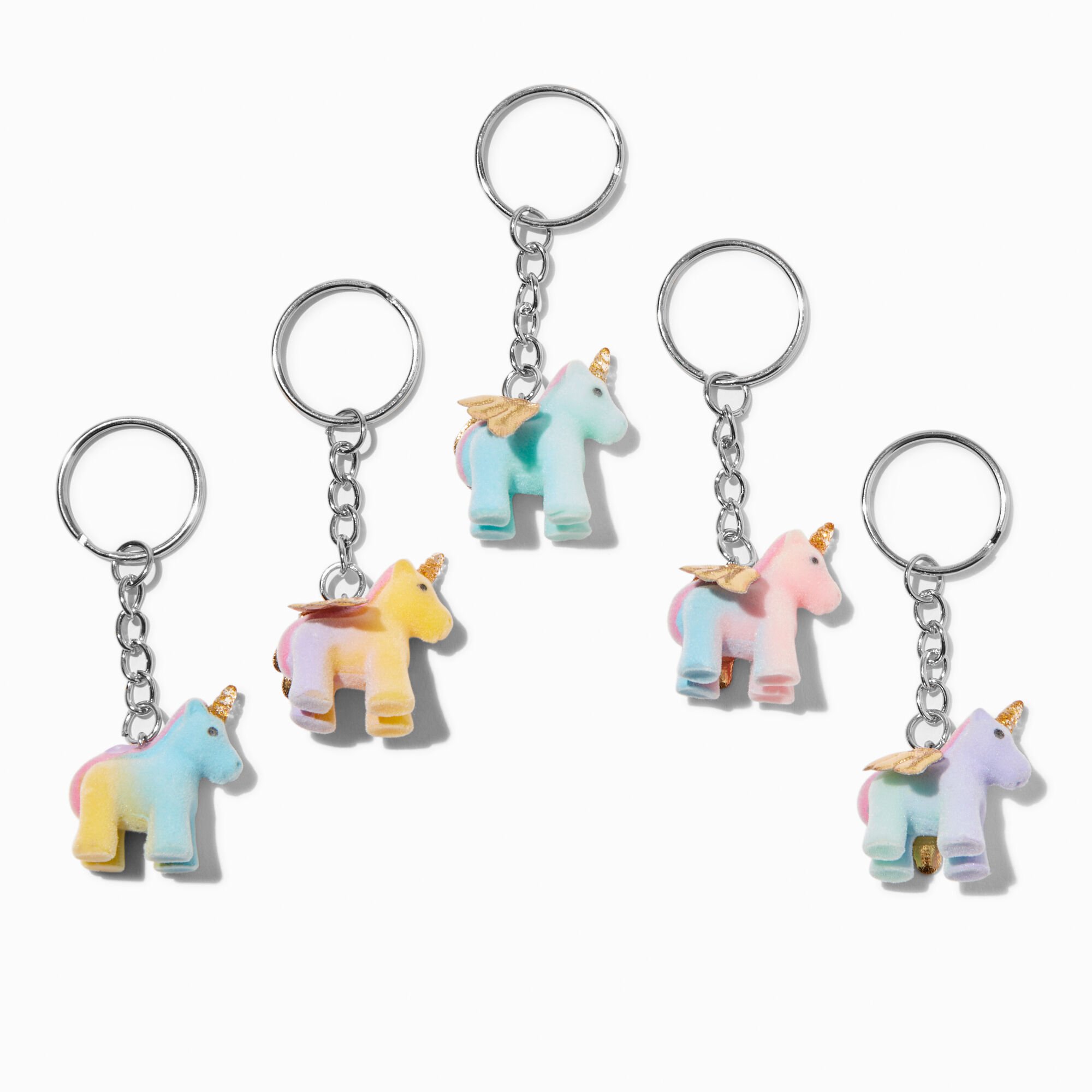 View Claires Flying Unicorn Best Friends Keyrings 5 Pack Silver information