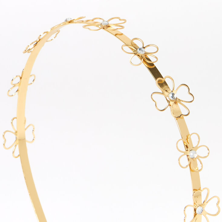 Gold Flower Crystal Headband,