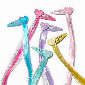 Conversation Hearts Faux Hair Snap Clips - 6 Pack,