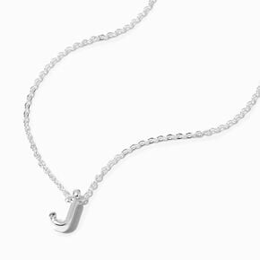 Silver-tone Cursive Lowercase Initial Pendant Necklace - J,