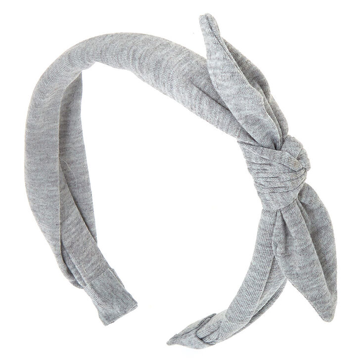 Solid Knotted Bow Headband - Light Grey,