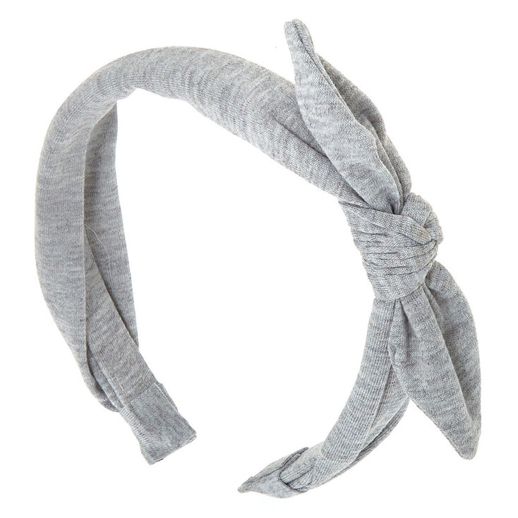 Solid Knotted Bow Headband - Light Gray,