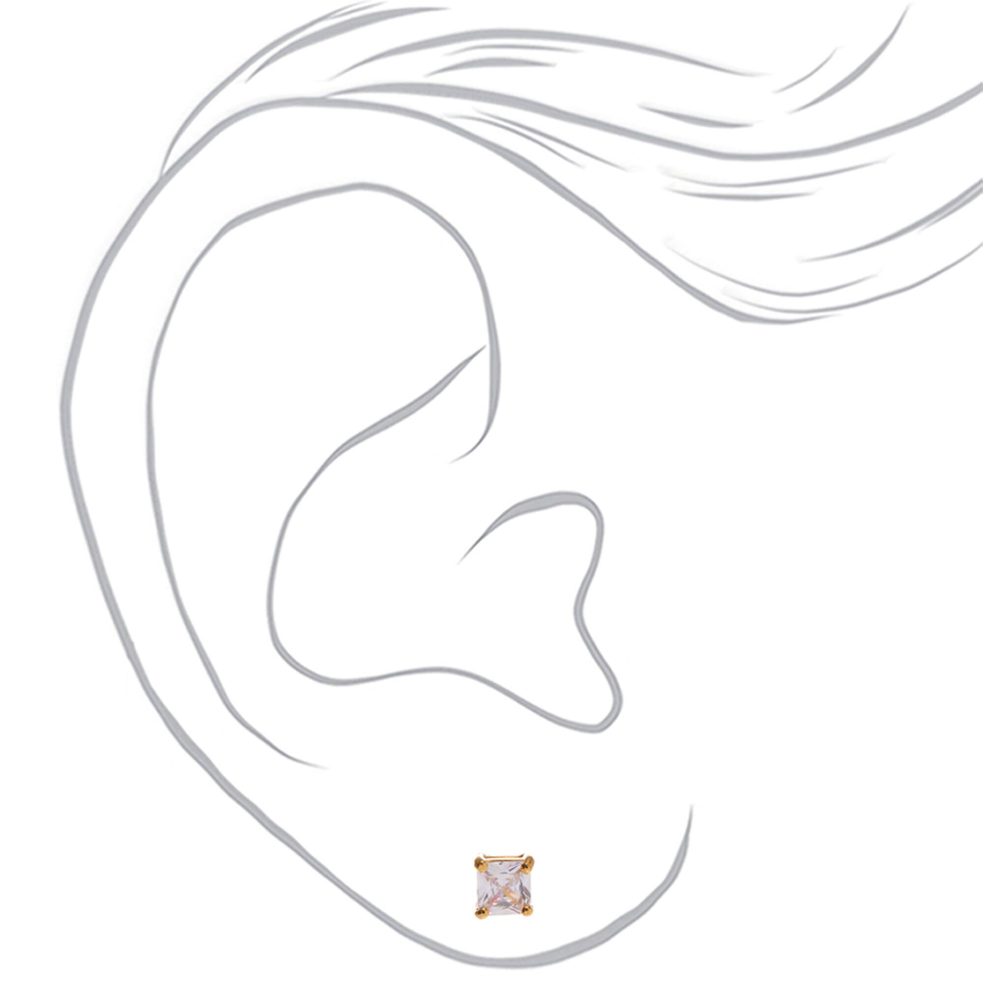 C LUXE by Claire's 18kt Gold Plated Cubic Zirconia 5mm Square Stud Earrings,