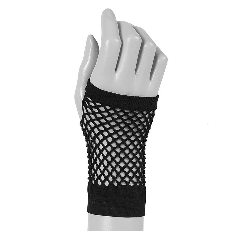 Claire's Black Flash Fishnet Gloves