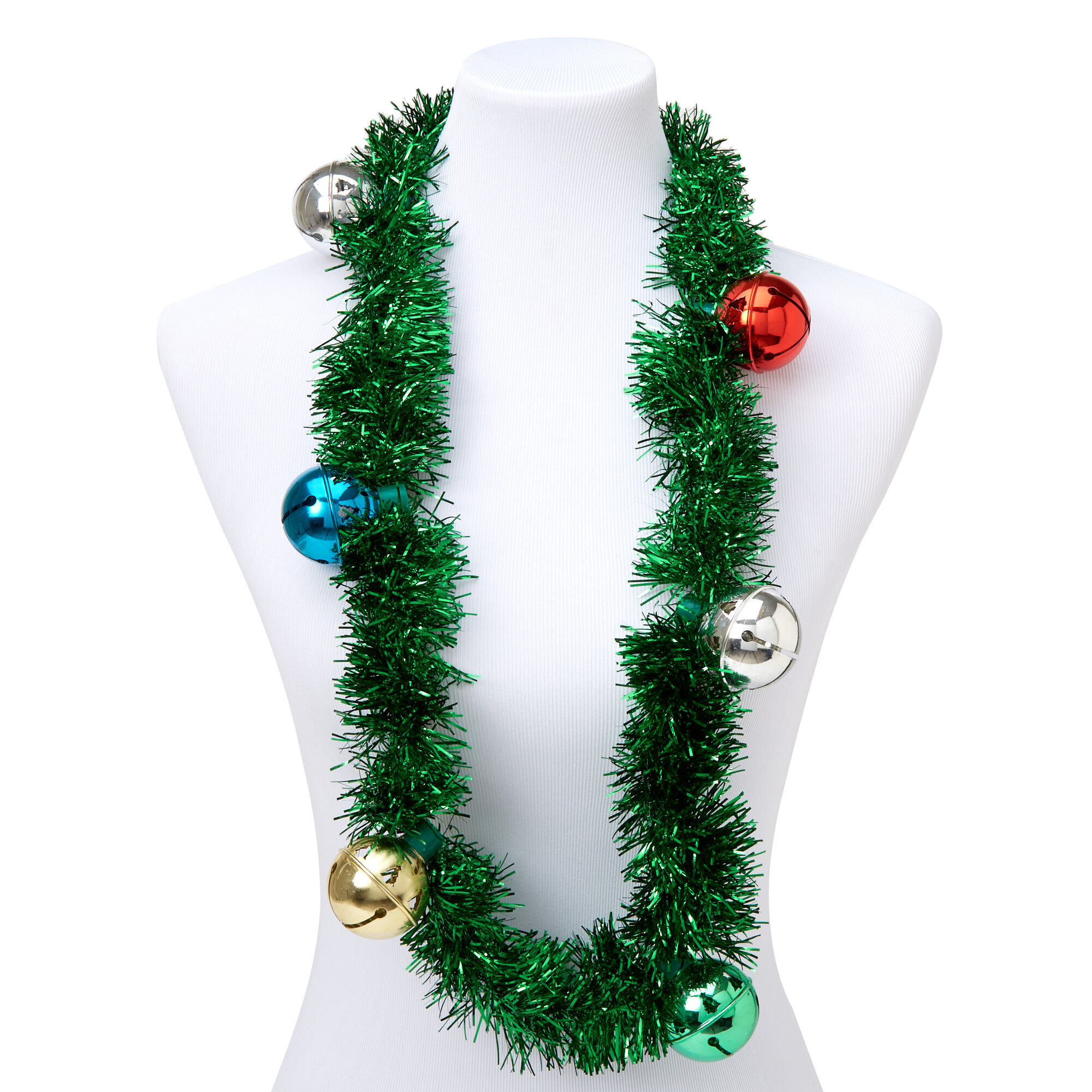 Christmas 20'' Bell Tinsel Necklace - Green,