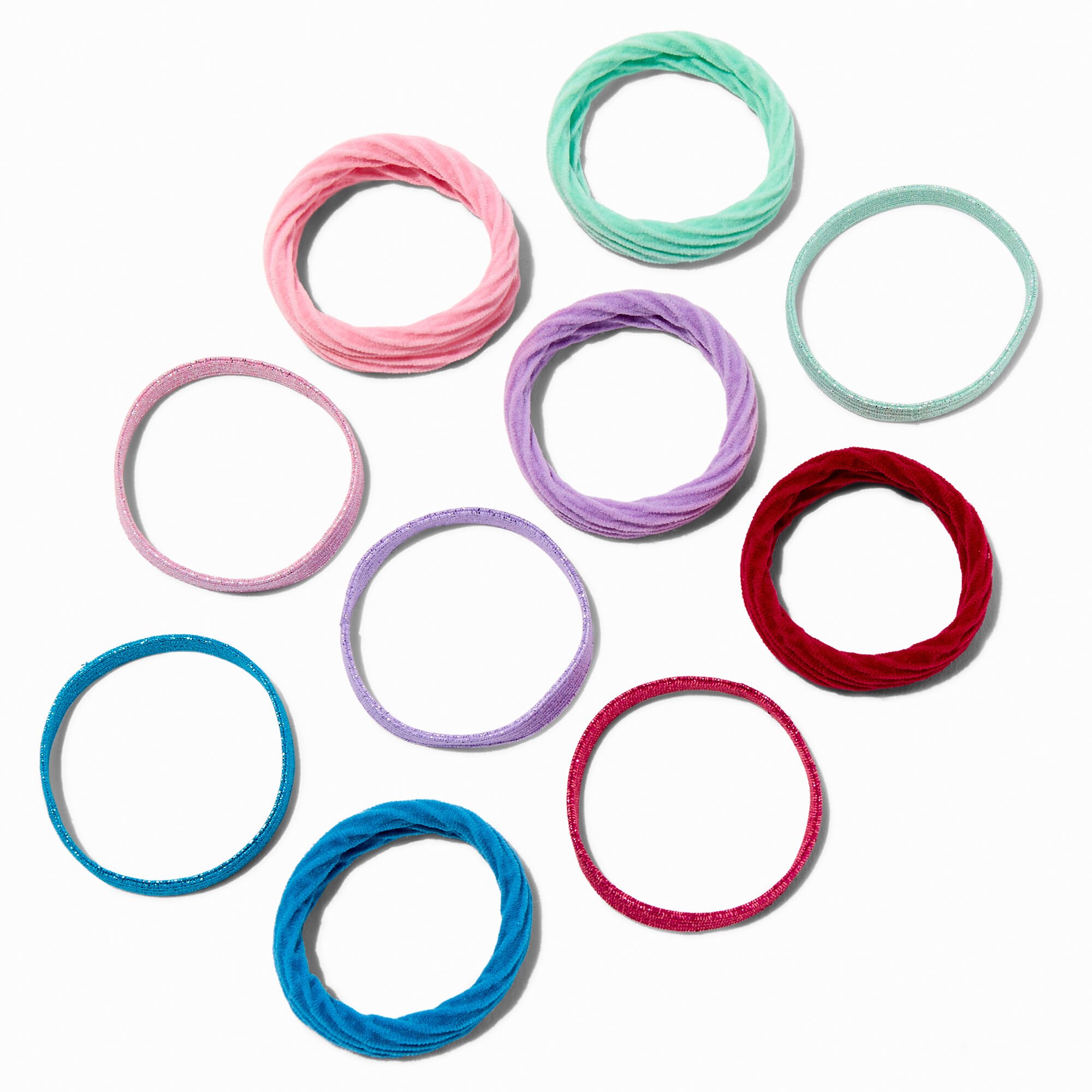 Glitter & Textured Hair Ties - 10 Pack,