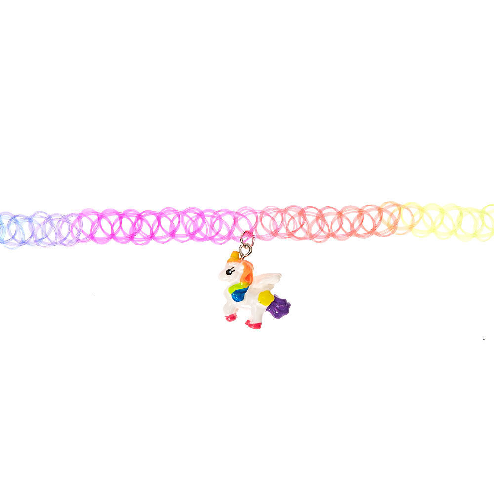 Claire's Club Rainbow Unicorn Tattoo Choker Necklace,